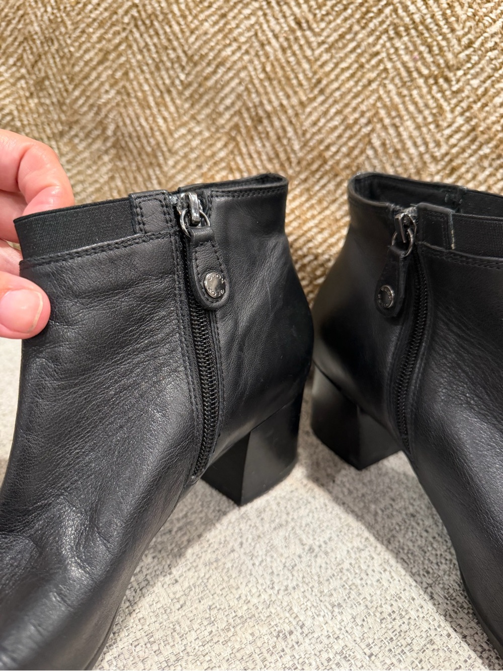 Black Italian leather ankle boots